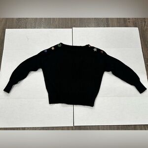 Veronica Beard Chase Black Jeweled Sweater